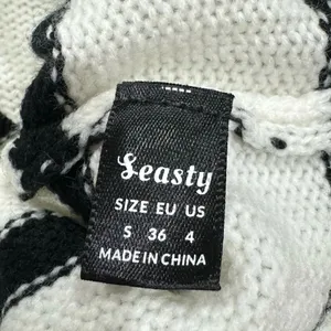 Seasty Knit Crewneck White Black Striped Sweater Women’s Small thumbnail 2
