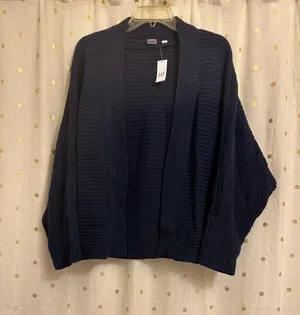 NWT -  Medium Textured Open-Front Cardigan - Navy blue thumbnail 2