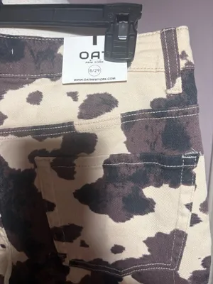 Oat Cowhide Print Jeans. Size 8. Slim fit Brown thumbnail 6