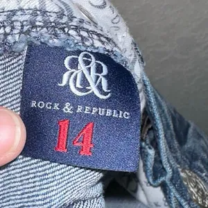 Rock & Republic Berlin Jeans‎ Size 14 Distressed Embellished Birds Skinny Blue thumbnail 6