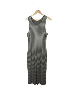 Marine Layer Women’s Lexi Rib Daytime Midi Dress in Green/Ivory Stripe L thumbnail 4