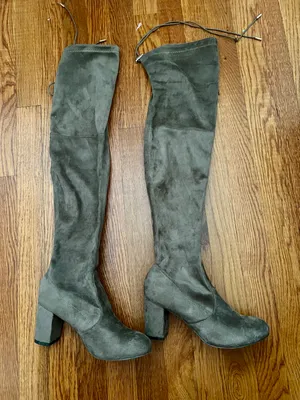 Amazon Over The Knee Taupe Suede Boots thumbnail 1