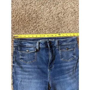 American Eagle Women's Blue Jeans Sz 10 Long Super High-rise Flare Next Level thumbnail 3