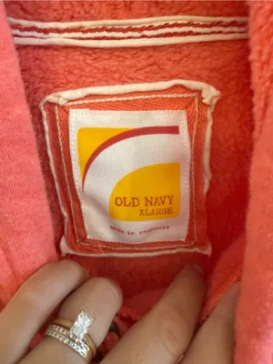 Y2K Old Navy Coral Short Sleeve Hoodie Sweatshirt XL thumbnail 4