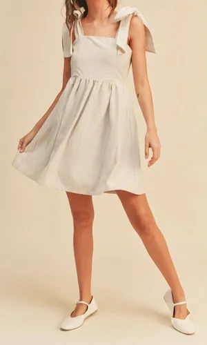 MIOU MUSE Dress Size Small Bow Tie A-Line Mini Linen Blend NWT‎ thumbnail 1