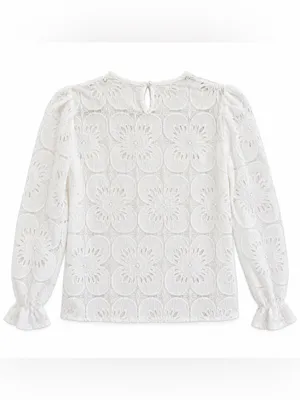 CUPSHE Women’s Small White Floral Lace Long Sleeve Blouse Top Boho Romantic thumbnail 10