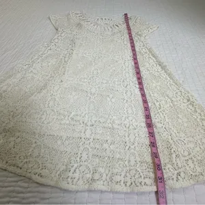 Free People Holy Mountain Mini Floral Crochet Dress Ivory Cottagecore Coquette thumbnail 6