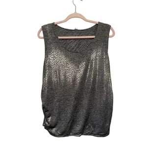 Reversible‎ Metallic Animal Print Tank Top Large Ruched Sides thumbnail 4