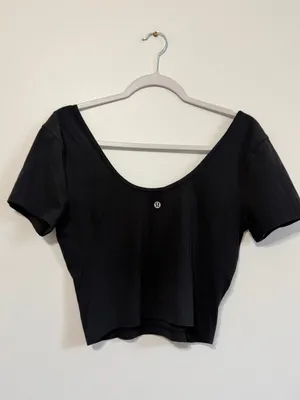 Lululemon Align T-Shirt Black Crop Top Size 10 Nulu thumbnail 4