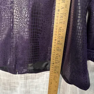 Susan Graver Style purple Croc Embossed Faux Leather Zip Front Jacket Womens 1X thumbnail 8
