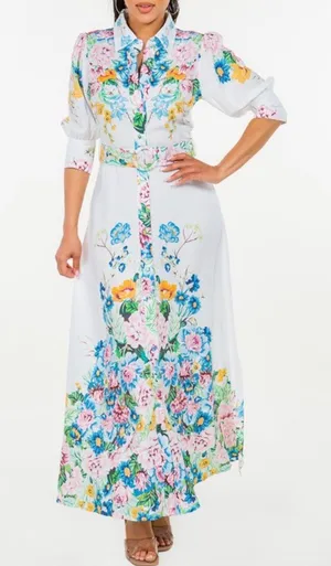 White Floral Maxi Dress Multiple thumbnail 5
