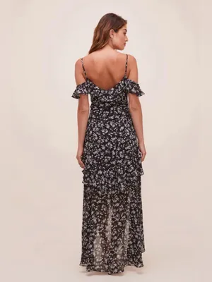 Astr Floral Cold-Shoulder High-Low Maxi Dress Large - C54-069 thumbnail 6