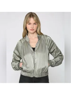 Green Bomber Jacket Silver Size M thumbnail 3