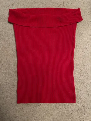 Super Cute bebe Red Ribbed knit tube top thumbnail 5