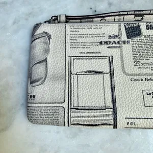 NWT Coach Large Corner Zip Wristlet in Vintage Newspaper Print thumbnail 6