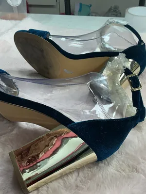 Lilly Pulitzer Teal Velvet Ankle-Strap Heels 147 thumbnail 4