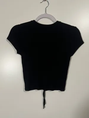 Reformation Cinching Crop Top Black Ribbed Size Small thumbnail 4