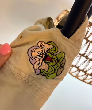Disney Dopey Beige Cap with Black Brim and Embroidered Detail thumbnail 1