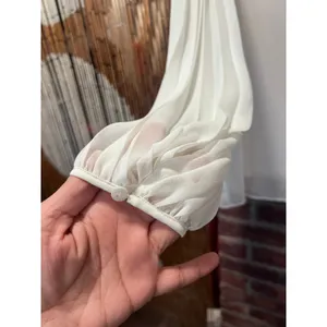 Zara White Pleated Balloon Sleeve Blouse Minimalist Romantic XS thumbnail 5