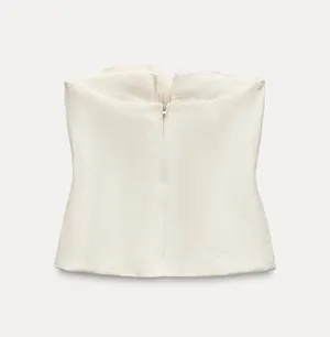ZARA Elegant Cream Floral Bustier Top thumbnail 7