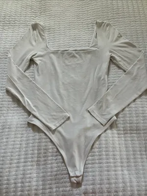 Babaton Cream Long-Sleeve Square Neck Bodysuit thumbnail 1