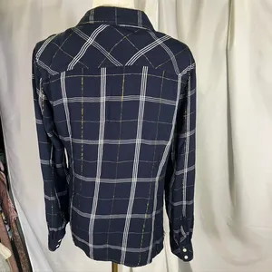 Tommy Hilfiger Women's Navy‎ Plaid Button Down Shirt Metallic Accents Size M thumbnail 10