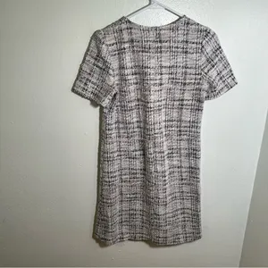 Love Ady Women's Boucle Tweed Shift Dress White Maroon Black Metallic Short Slv thumbnail 6