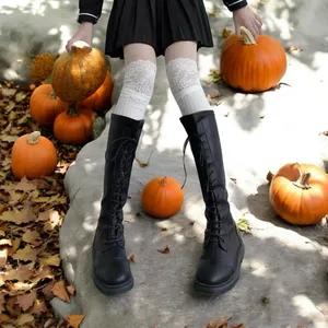 White Lace Top Thigh High Sock-Stockings Sweet JK Style Slim Fit Over The‎ Knee thumbnail 6