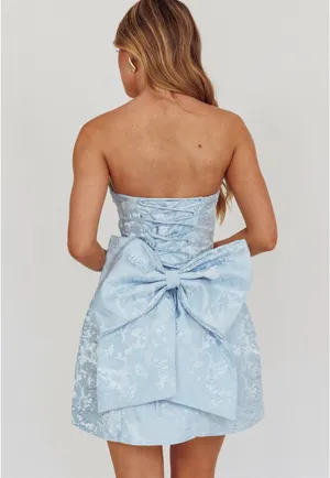 Selfie Leslie Melty Kisses Bow Mini Dress Blue thumbnail 2