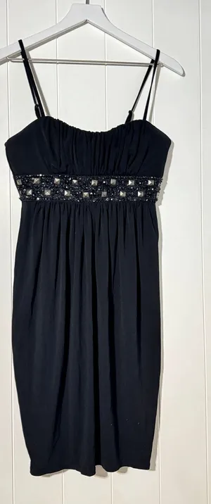 Roulette Cocktail Black Dress Embellished Beaded Waist Size 8 thumbnail 1