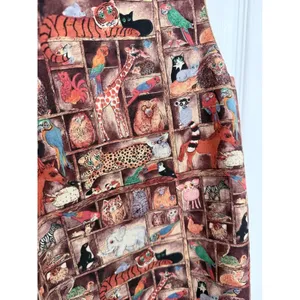 Vintage 90s Hiphanis Zoo Animal Print Vest Cotton Tan Multi Color Small USA Made thumbnail 5