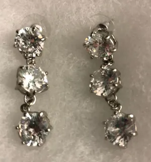 Rhinestone dangly earrings Silver thumbnail 1