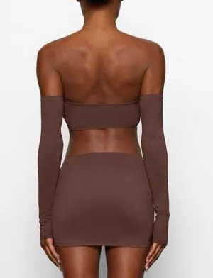 SKIMS Swim Long Sleeved Bikini Top Cocoa Size Small thumbnail 3