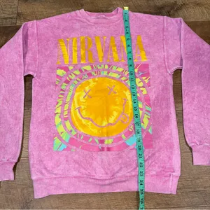 Nirvana Tie-Dye Smiley Face 90’s Logo Crewneck Sweatshirt thumbnail 7