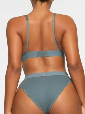 SKIMS Cotton Rib Plunge Bralette Blue Size Medium Light Support Lounge Bra M⁠ thumbnail 5