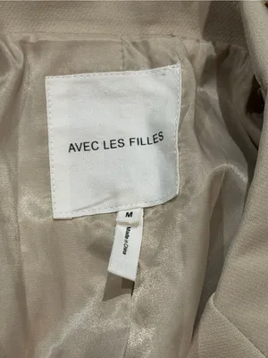 Avec Les Filles Cropped Blazer Cream Beige Neutral Tailored Size M thumbnail 3