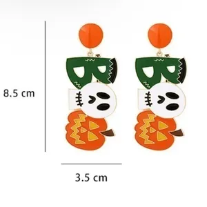NWT Pumpkin Ghost Death Skeleton Skull Frankenstein Halloween Boo Stud Earrings thumbnail 7