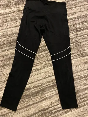 Victoria’s Secret PINK black yoga leggings pants size large white detail thumbnail 2