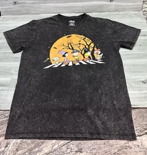 Peanuts Black Halloween Graphic Tee with Orange Moon M thumbnail 1