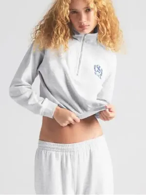 Skims Lightweight Fleece Shrunken Quarter Zip Pullover size large NWT thumbnail 2
