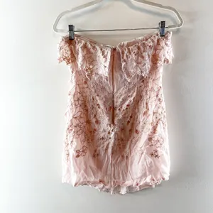 Free People Lace Strapless Ruffle Mini Dress Blush Pink 4 thumbnail 3