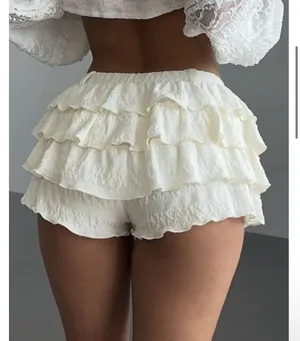 SHEIN cream ruffle shorts thumbnail 2