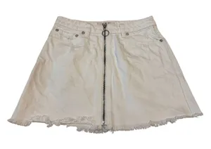 Free People We The Free White "Zip It Up" Denim Mini Skirt - Size 24 thumbnail 1