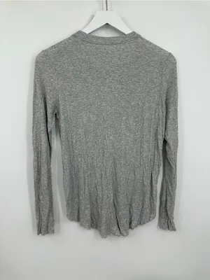 Aerie Gray Long Sleeve Real Soft Shirt Size Small Loungewear thumbnail 7
