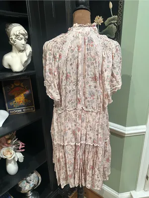 Karlie Light Pink Tiered Floral Mini Dress – Size Large thumbnail 8