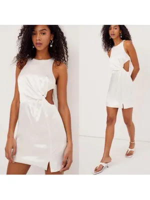 NWT For Love and Lemons Lucy White Satin Open Back Mini Dress size M thumbnail 12