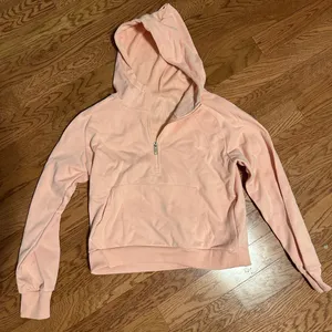 Women's Peach Half-Zip Hoodie Sweatshirt thumbnail 1