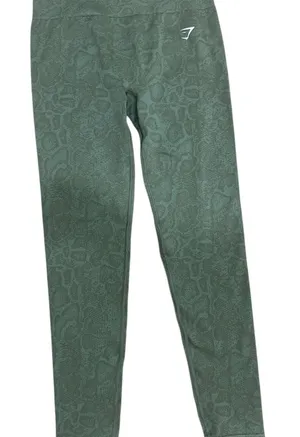 Gymshark Seamless Scrunch Leggings – Green Snake Jacquard – Size M thumbnail 1