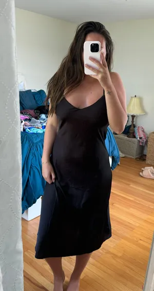 Forever 21 ZARA Black Satin Slip Dress thumbnail 4