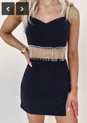 These Three Boutique Indie Collection Black Rhinestone Fringe Set thumbnail 1